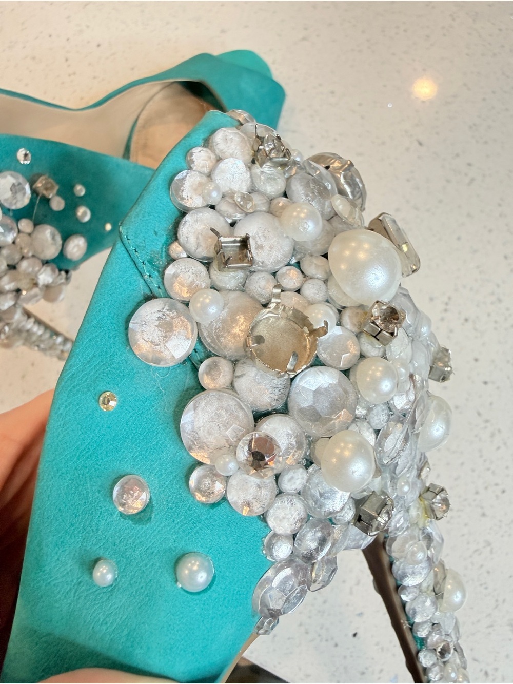 Gianni Bini Custom Embellished Peep Toe Heels Size 10 - Picture 11 of 11